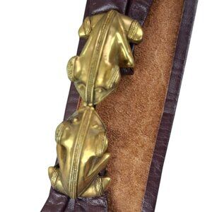 Incan or Pre-Columbian museum replicas interlocking Brass tone Belted Kiss Frogs